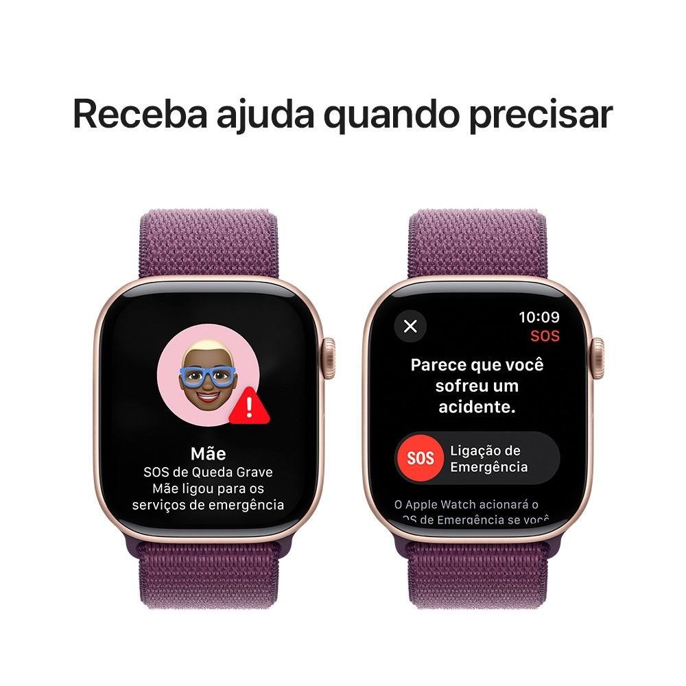 Apple Watch Series 10 GPS, Caixa Cor de Ouro Rosa de Alumínio de 46 mm, Pulseira Loop Esportiva Ameixa - MWWV3AM/A Apple Watch Series 10 GPS, Caixa Cor de Ouro Rosa de Alumínio de 46 mm, Pulseira Loop Esportiva Ameixa - MWWV3AM/A