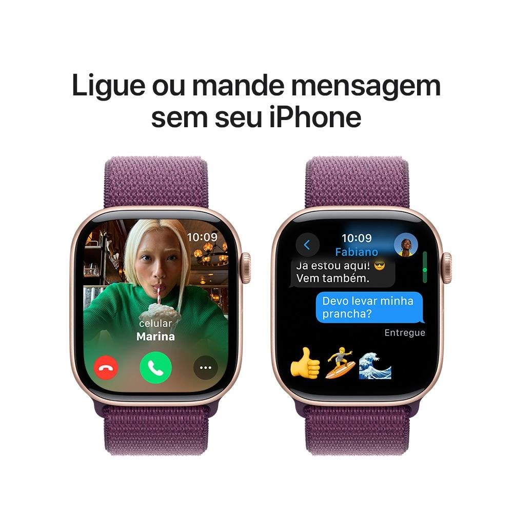 Apple Watch Series 10 GPS, Caixa Cor de Ouro Rosa de Alumínio de 46 mm, Pulseira Loop Esportiva Ameixa - MWWV3AM/A Apple Watch Series 10 GPS, Caixa Cor de Ouro Rosa de Alumínio de 46 mm, Pulseira Loop Esportiva Ameixa - MWWV3AM/A