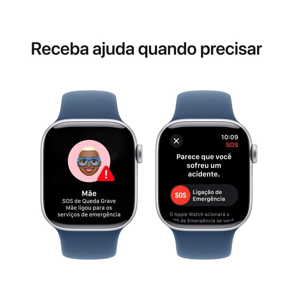 Apple Watch Series 10 GPS + Cellular, Caixa Prateada de Alumínio de 42 mm, Pulseira Esportiva Denim, Tamanho P/M - MWX33AM/A - view 6