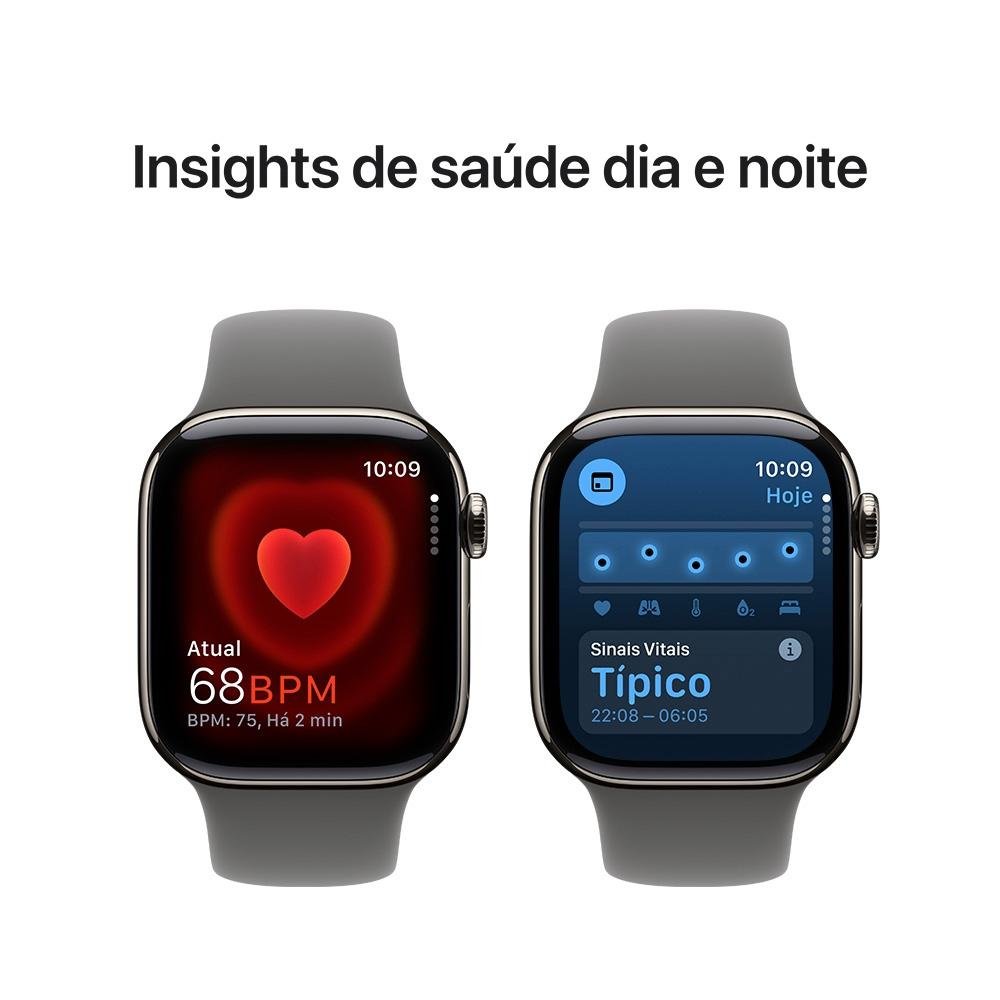 Apple Watch Series 10 GPS + Cellular, Caixa Natural de Titânio de 42 mm, Pulseira Esportiva Cinza-Pedra, Tamanho P/M - MWXD3AM/A - view 5