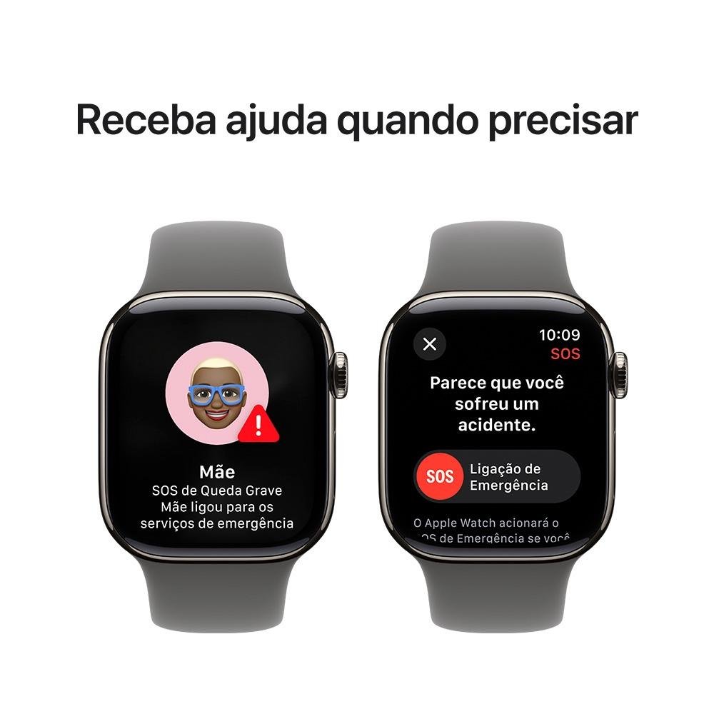 Apple Watch Series 10 GPS + Cellular, Caixa Natural de Titânio de 42 mm, Pulseira Esportiva Cinza-Pedra, Tamanho P/M - MWXD3AM/A - view 6