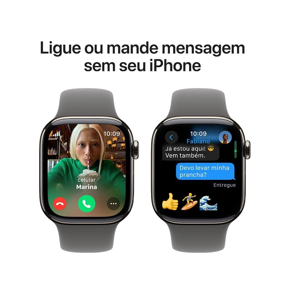Apple Watch Series 10 GPS + Cellular, Caixa Natural de Titânio de 42 mm, Pulseira Esportiva Cinza-Pedra, Tamanho P/M - MWXD3AM/A - view 7