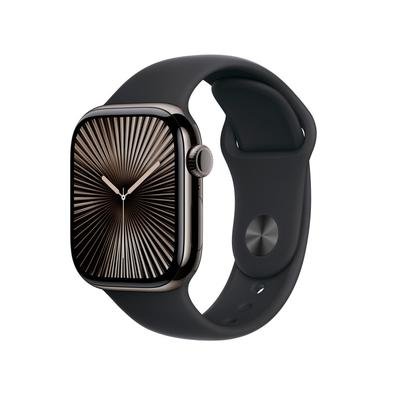 Apple Watch Series 10 GPS + Cellular, Caixa Ardósia de Titânio de 42 mm, Pulseira Esportiva Preta, Tamanho P/M - MWXG3AM/A