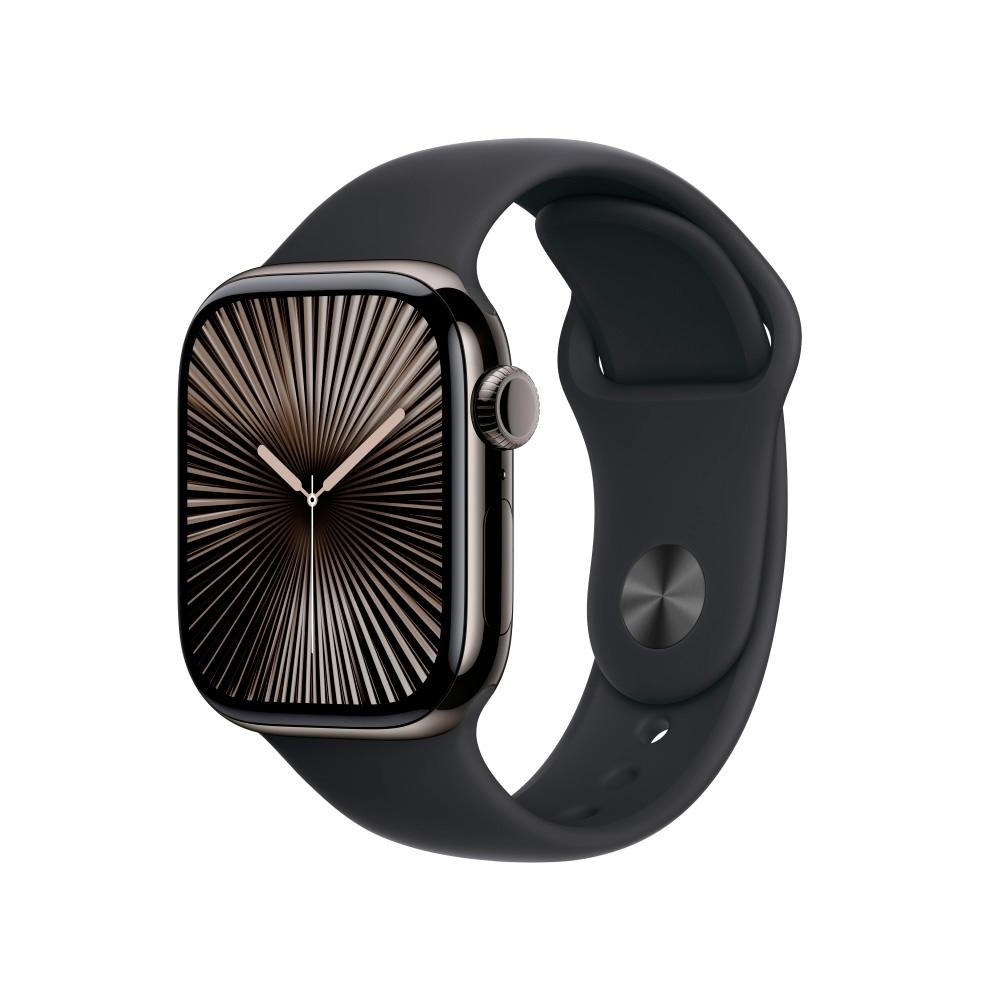 Apple Watch Series 10 GPS + Cellular, Caixa Ardósia de Titânio de 42 mm, Pulseira Esportiva Preta, Tamanho P/M - MWXG3AM/A