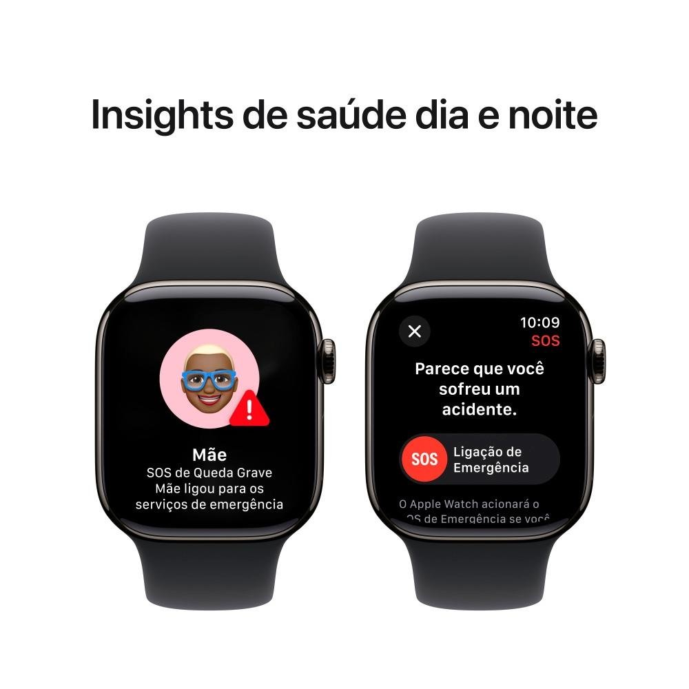 Apple Watch Series 10 GPS + Cellular, Caixa Ardósia de Titânio de 42 mm, Pulseira Esportiva Preta, Tamanho P/M - MWXG3AM/A - view 6