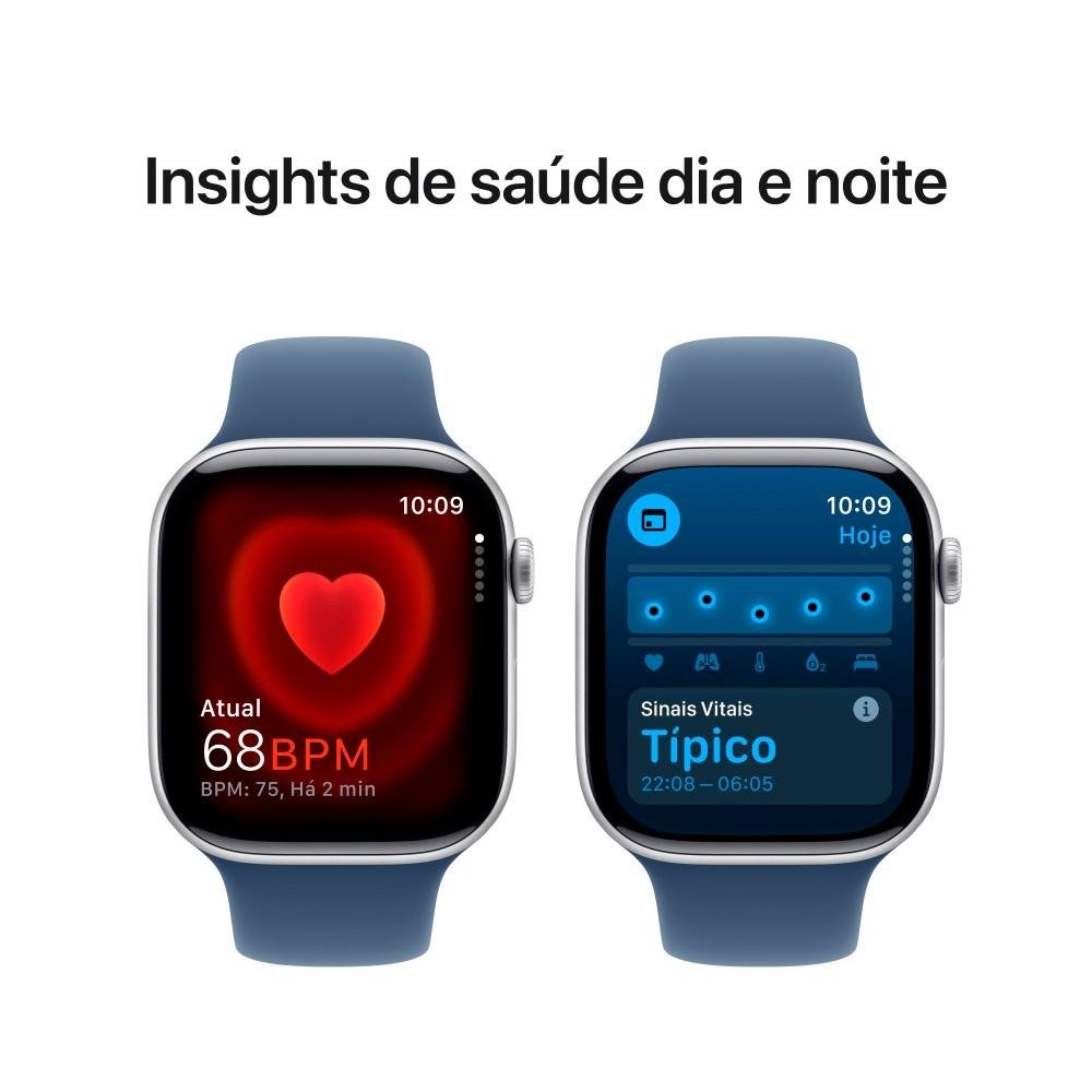 Apple Watch Series 10 GPS + Cellular, Caixa Prateada de Alumínio de 46 mm, Pulseira Esportiva Denim, Tamanho M/G - MWY13AM/A - view 5