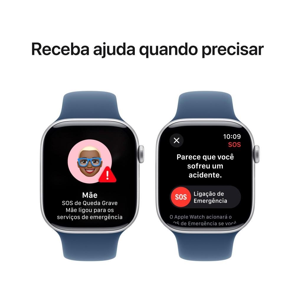 Apple Watch Series 10 GPS + Cellular, Caixa Prateada de Alumínio de 46 mm, Pulseira Esportiva Denim, Tamanho M/G - MWY13AM/A - view 6