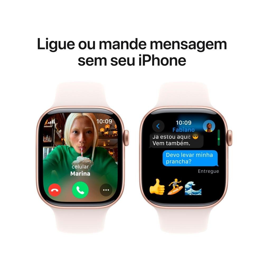Apple Watch Series 10 GPS + Cellular, Caixa Cor de Ouro Rosa de Alumínio de 46 mm, Pulseira Esportiva Blush-Clara, Tamanho P/M - MWY63AM/A Apple Watch Series 10 GPS + Cellular, Caixa Cor de Ouro Rosa de Alumínio de 46 mm, Pulseira Esportiva Blush-Clara, Tamanho P/M - MWY63AM/A