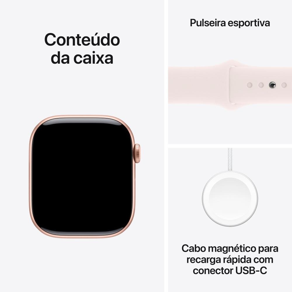 Apple Watch Series 10 GPS + Cellular, Caixa Cor de Ouro Rosa de Alumínio de 46 mm, Pulseira Esportiva Blush-Clara, Tamanho P/M - MWY63AM/A - view 9