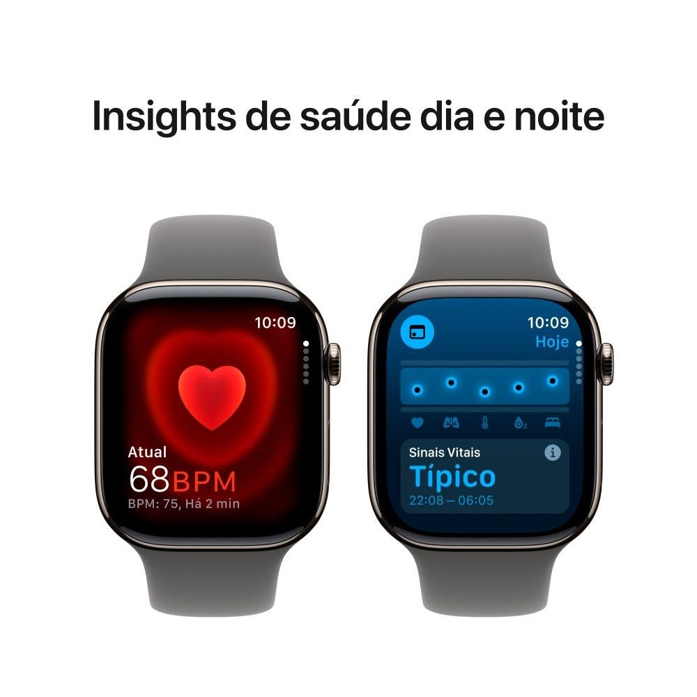 Apple Watch Series 10 GPS + Cellular, Caixa Natural de Titânio de 46 mm, Pulseira Esportiva Cinza-Pedra, Tamanho M/G - MWYA3AM/A - view 5