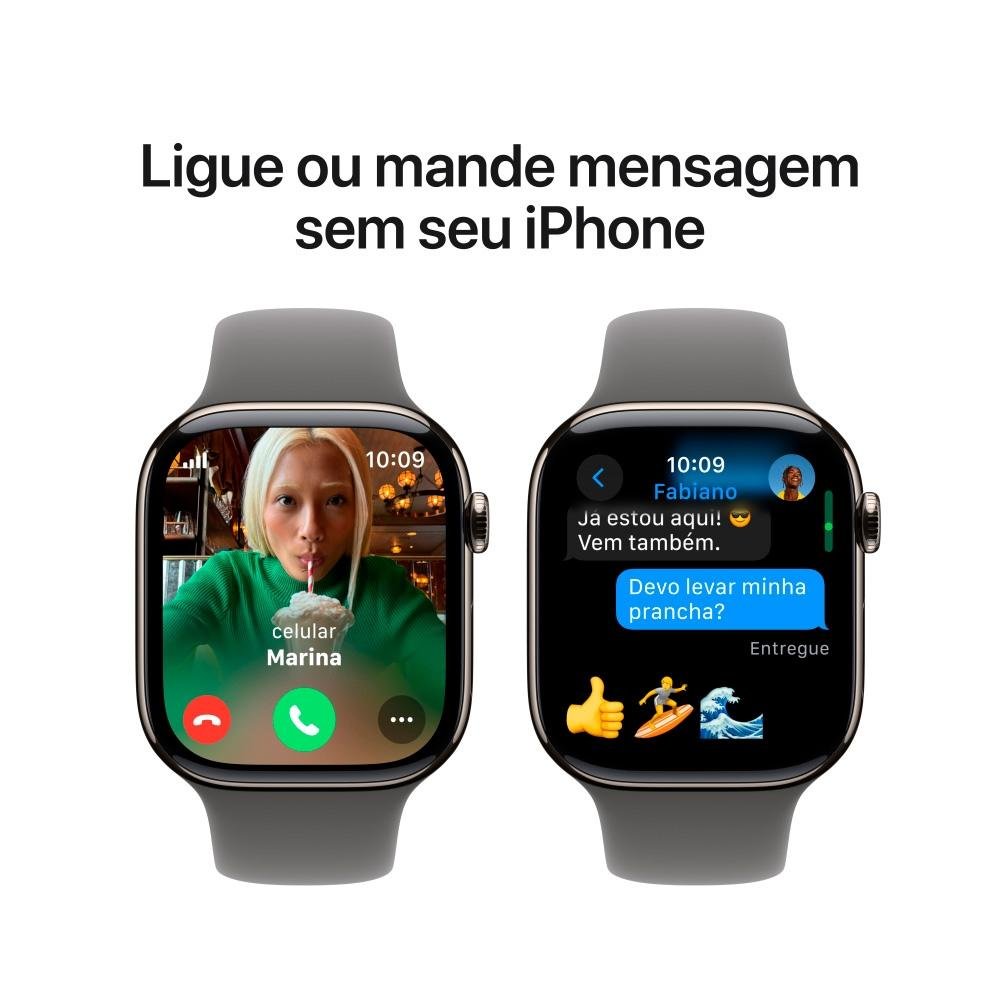Apple Watch Series 10 GPS + Cellular, Caixa Natural de Titânio de 46 mm, Pulseira Esportiva Cinza-Pedra, Tamanho M/G - MWYA3AM/A - view 7