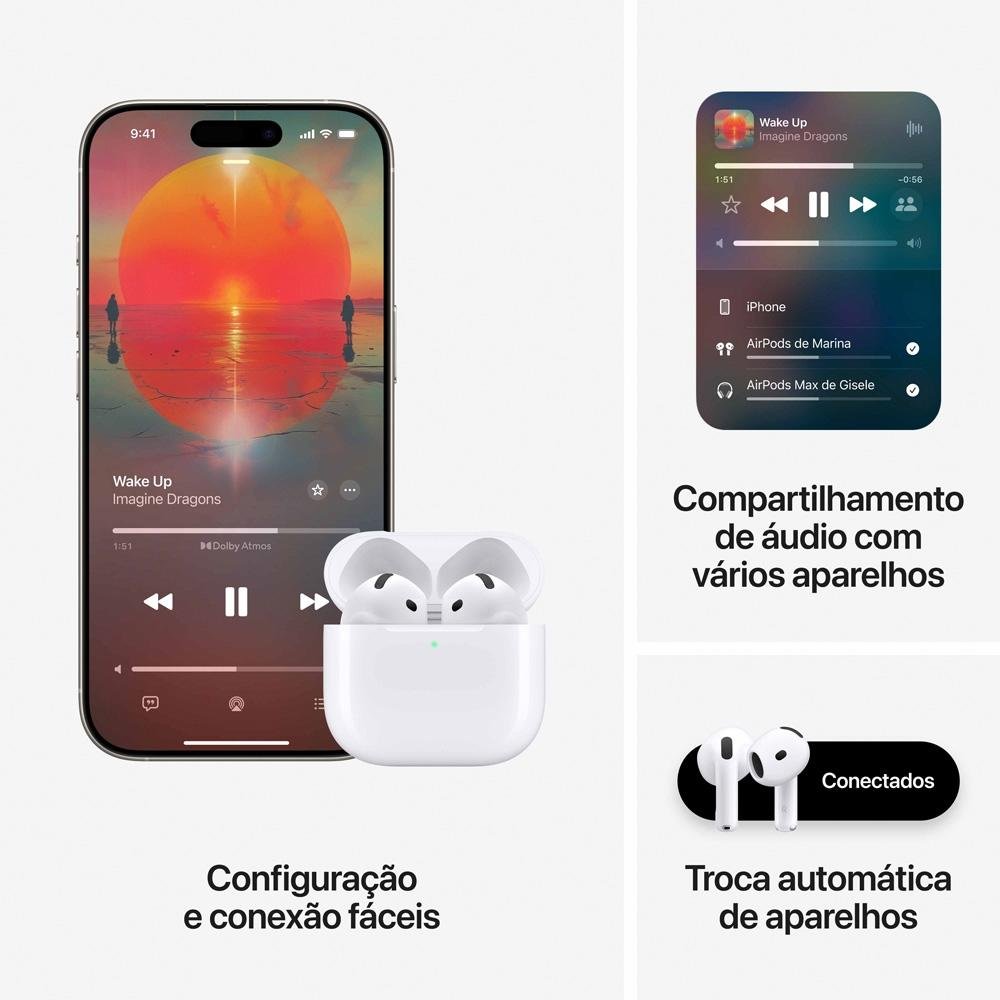 AirPods 4 Apple com Cancelamento Ativo de Ruído, Estojo de Recarga USB-C, Branco - MXP93BZ/A - view 8