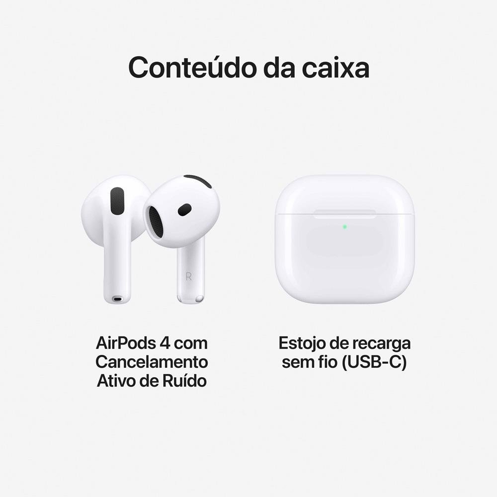 AirPods 4 Apple com Cancelamento Ativo de Ruído, Estojo de Recarga USB-C, Branco - MXP93BZ/A - view 9