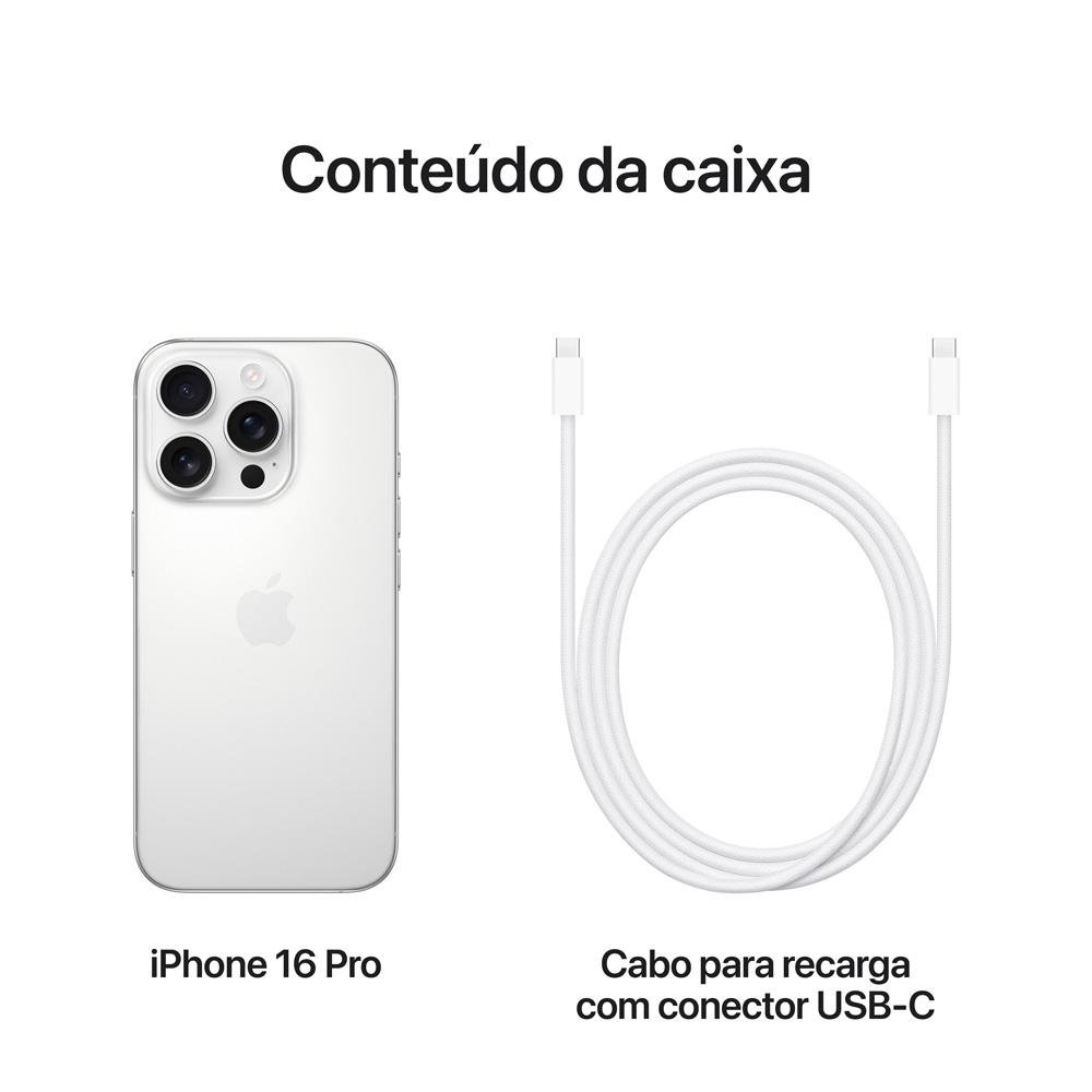 Imagem 9 de 10 do produto iPhone 16 Pro Apple 512GB, Câmera Tripla de 48MP, Tela 6,3", Titânio Branco