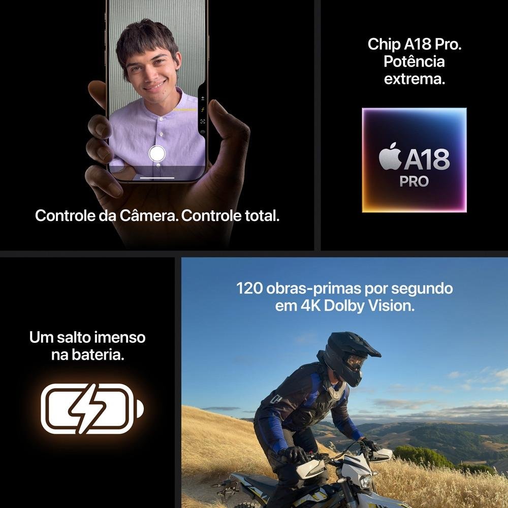 Imagem 8 de 10 do produto iPhone 16 Pro Max Apple 512GB, Câmera Tripla de 48MP, Tela 6,9", Titânio Preto