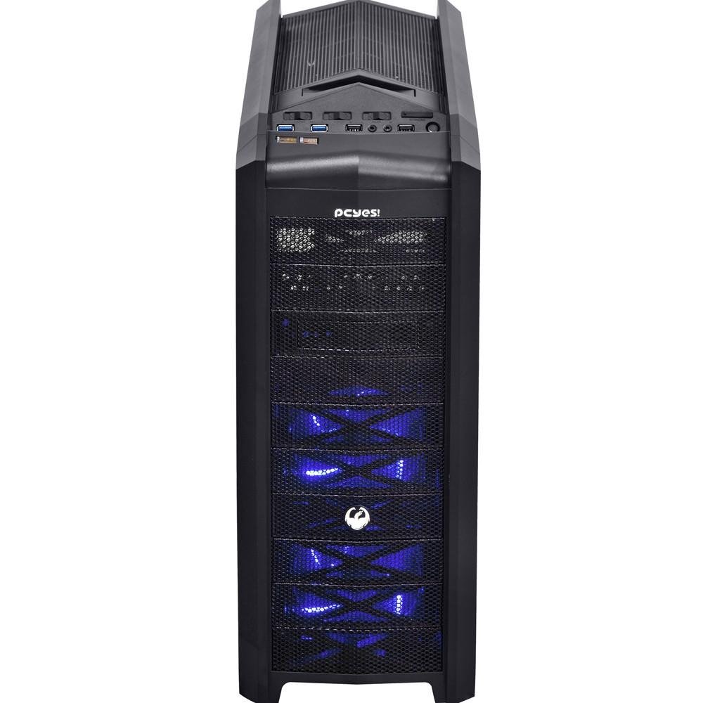 Gabinete Gamer PCYES full-tower Dragon com 3 fans LED Azul Lateral em acrílico – DRAGONPTOAZ3FCA