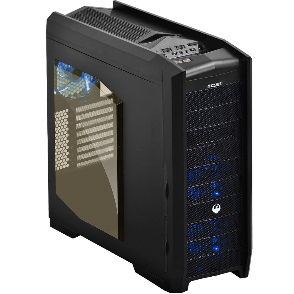 Gabinete Gamer PCYES full-tower Dragon com 3 fans LED Azul Lateral em acrílico – DRAGONPTOAZ3FCA