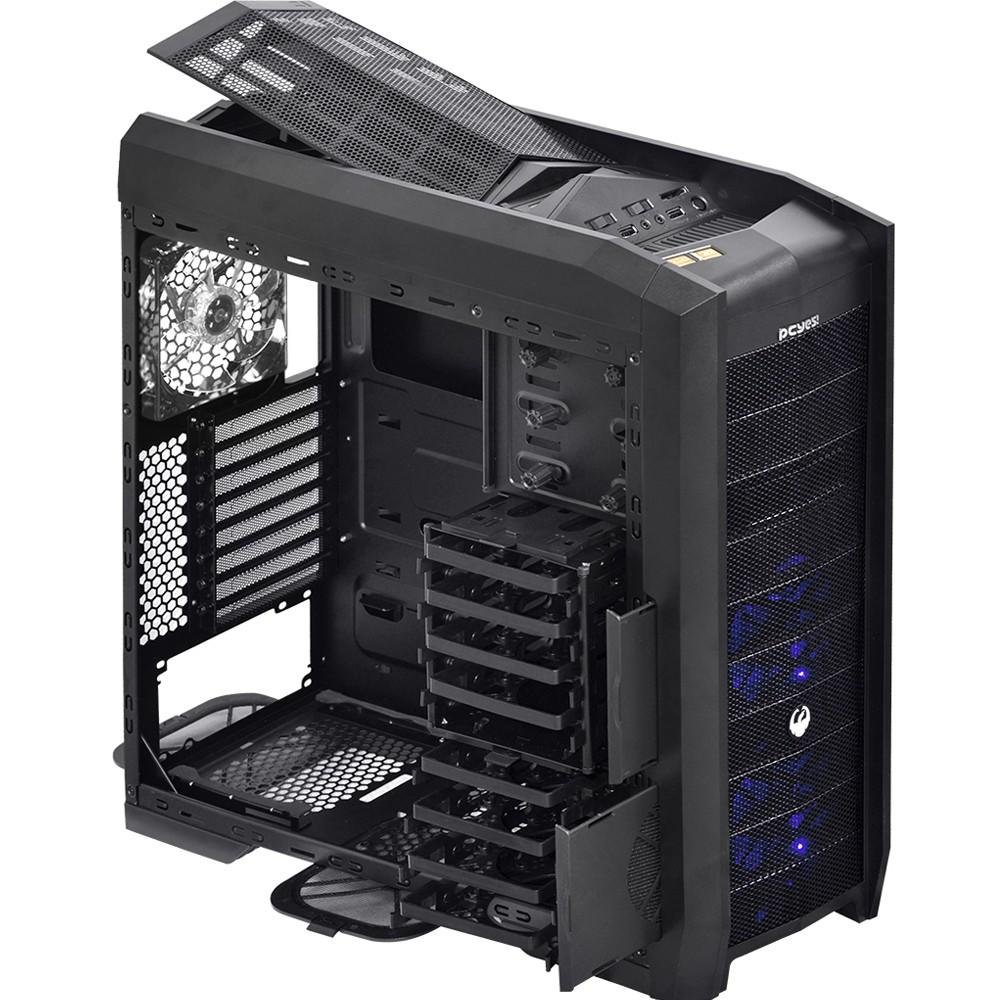 Gabinete Gamer PCYES full-tower Dragon com 3 fans LED Azul Lateral em acrílico – DRAGONPTOAZ3FCA