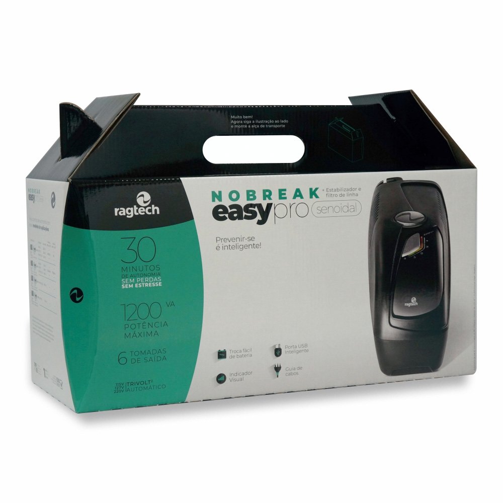 Nobreak Ragtech NEW 1200VA, STD, Bivolt Aut, Saida 115V, 6 Tomadas, 1 Bateria - 4137