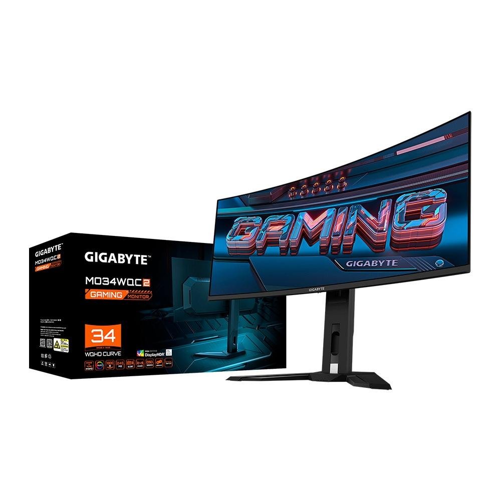 Imagem 8 de 8 do produto Monitor Gamer Curvo Gigabyte QD-OLED 34", QHD, 175Hz, 0.03ms, FreeSync Premium Pro, HDR 400, USB-C, Altura Ajustável, Som Integrado - MO34WQC-SA