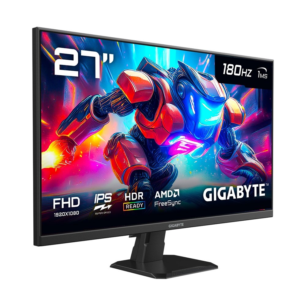 Imagem 2 de 7 do produto Monitor Gamer Gigabyte 27", Full HD, 180Hz, 1ms, IPS, FreeSync, HDR Ready, Preto - GS27FA-SA