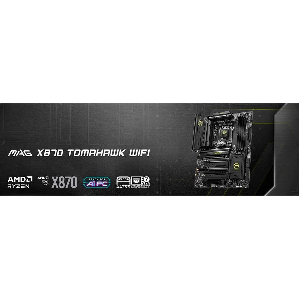 Placa-Mãe MSI MAG X870 Tomahawk WiFi, AMD, AM5, DDR5, ATX, Chipset X870, Wi-Fi 7 e Bluetooth 5.4, Preto - MAG X870 TOMAHAWK WIFI - view 10