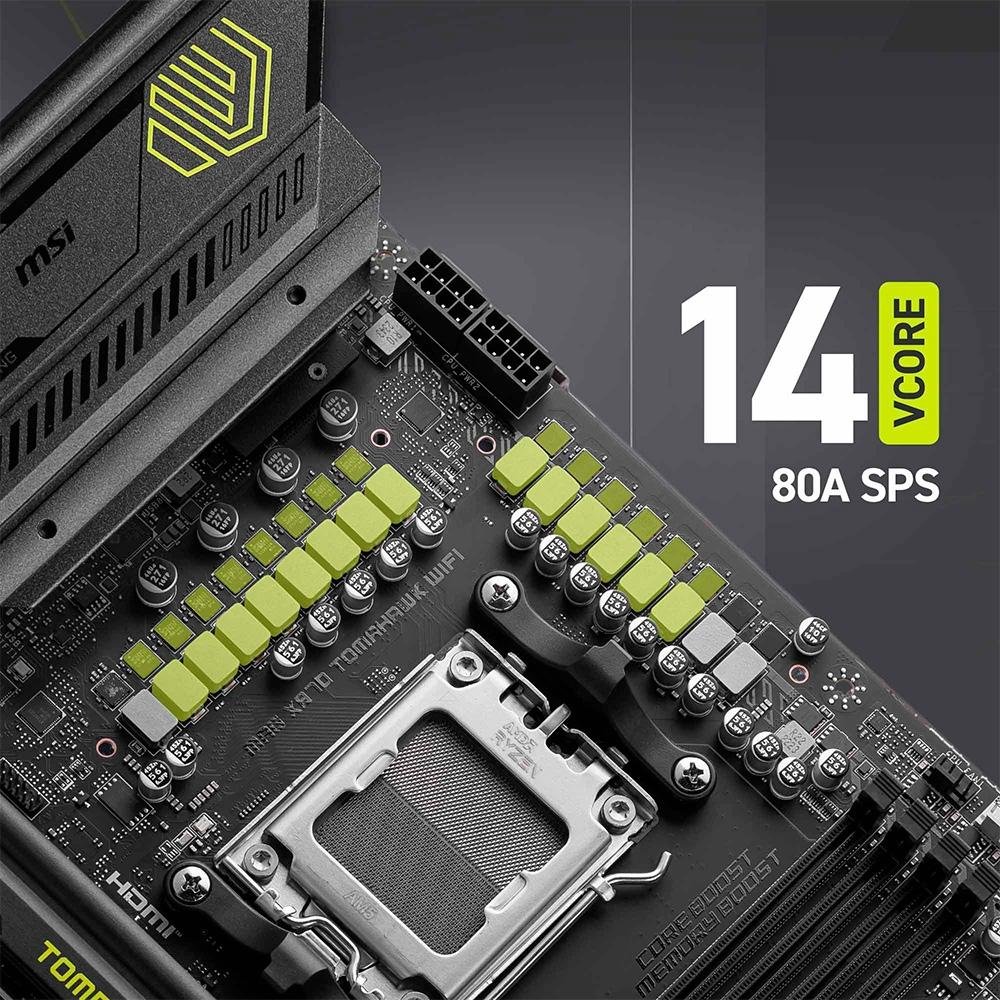 Placa-Mãe MSI MAG X870 Tomahawk WiFi, AMD, AM5, DDR5, ATX, Chipset X870, Wi-Fi 7 e Bluetooth 5.4, Preto - MAG X870 TOMAHAWK WIFI - view 2