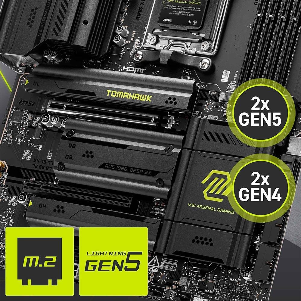 Placa-Mãe MSI MAG X870 Tomahawk WiFi, AMD, AM5, DDR5, ATX, Chipset X870, Wi-Fi 7 e Bluetooth 5.4, Preto - MAG X870 TOMAHAWK WIFI - view 8