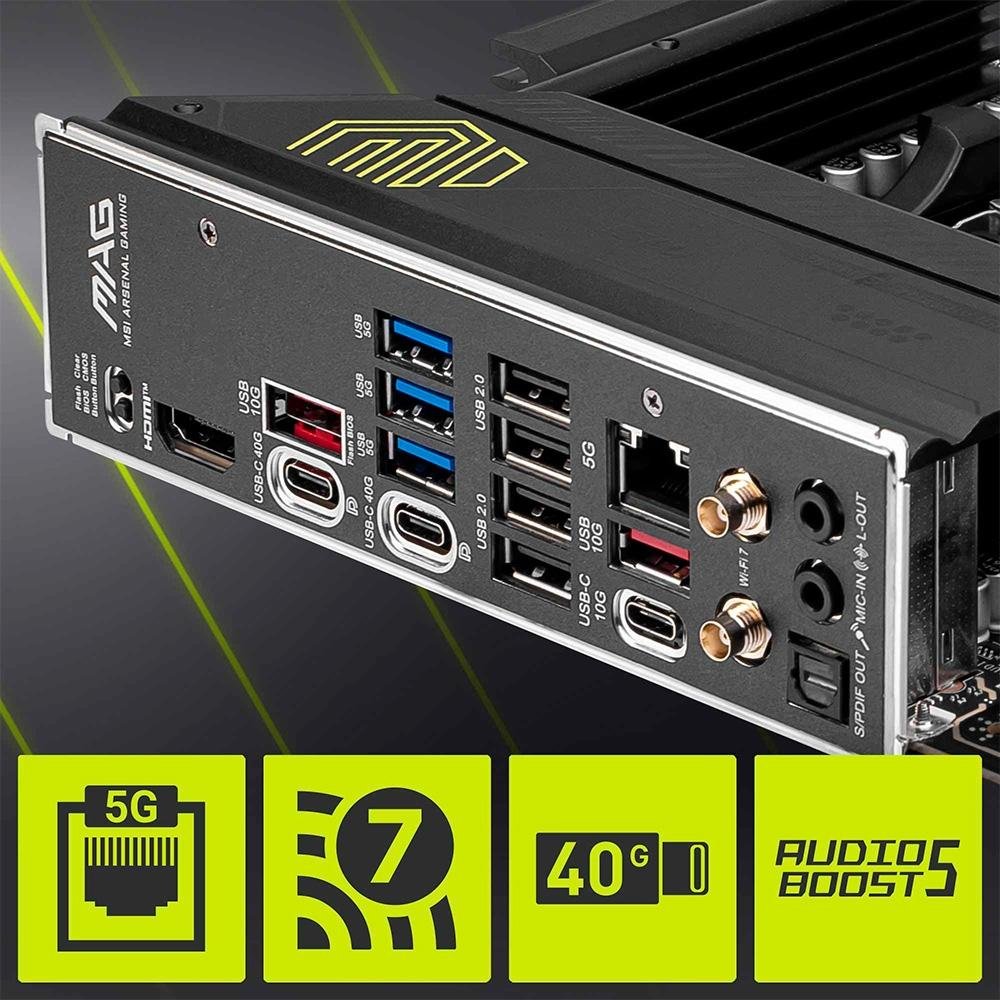 Placa-Mãe MSI MAG X870 Tomahawk WiFi, AMD, AM5, DDR5, ATX, Chipset X870, Wi-Fi 7 e Bluetooth 5.4, Preto - MAG X870 TOMAHAWK WIFI - view 9