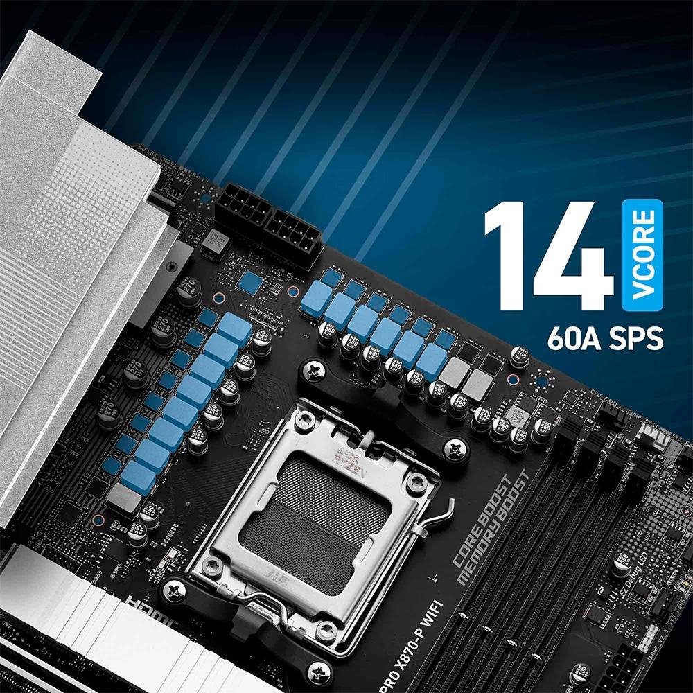 Placa-Mãe MSI PRO X870-P WiFi, AMD, AM5, DDR5, ATX, Chipset X870, Wi-Fi 7 e Bluetooth 5.4, Preto - PRO X870-P WIFI - view 9