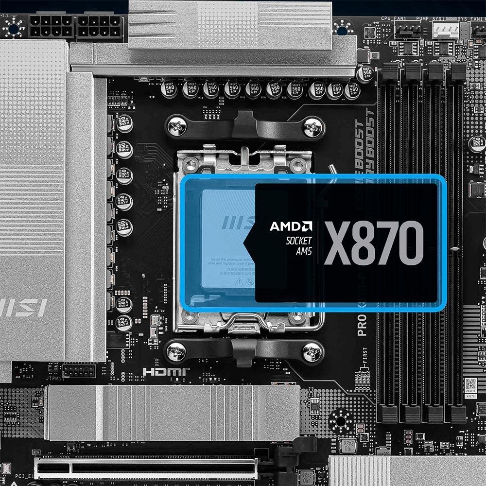 Placa-Mãe MSI PRO X870-P WiFi, AMD, AM5, DDR5, ATX, Chipset X870, Wi-Fi 7 e Bluetooth 5.4, Preto - PRO X870-P WIFI - view 8
