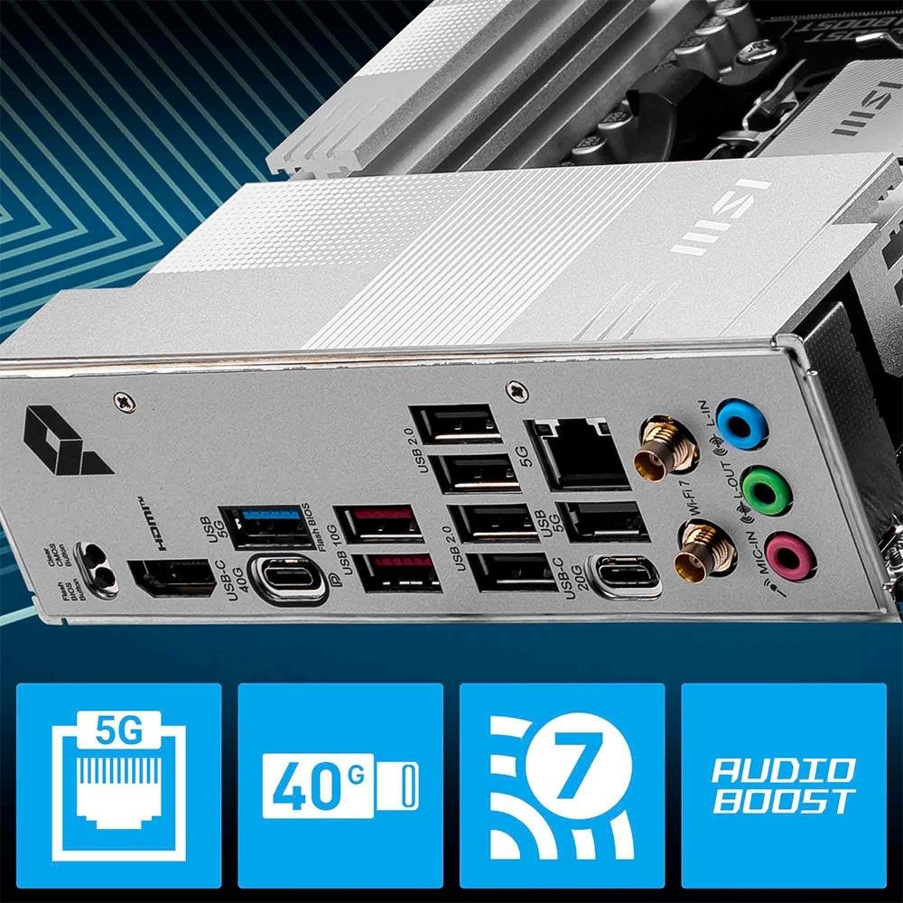 Placa-Mãe MSI PRO X870-P WiFi, AMD, AM5, DDR5, ATX, Chipset X870, Wi-Fi 7 e Bluetooth 5.4, Preto - PRO X870-P WIFI - view 2
