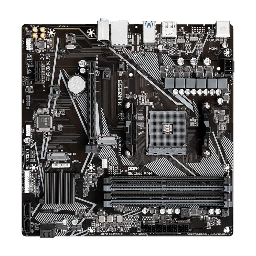 Placa Mãe Gigabyte B550M K , AMD AM4, Micro ATX, 4xDDR4 - 9MB55MK-00-10 - view 2