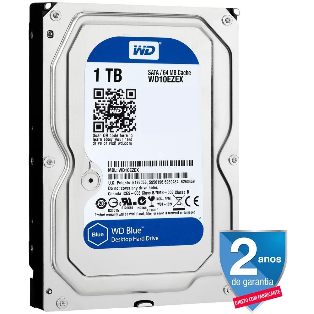 HD Interno WD Blue, 1TB, SATA, 3.5' - WD10EZEX