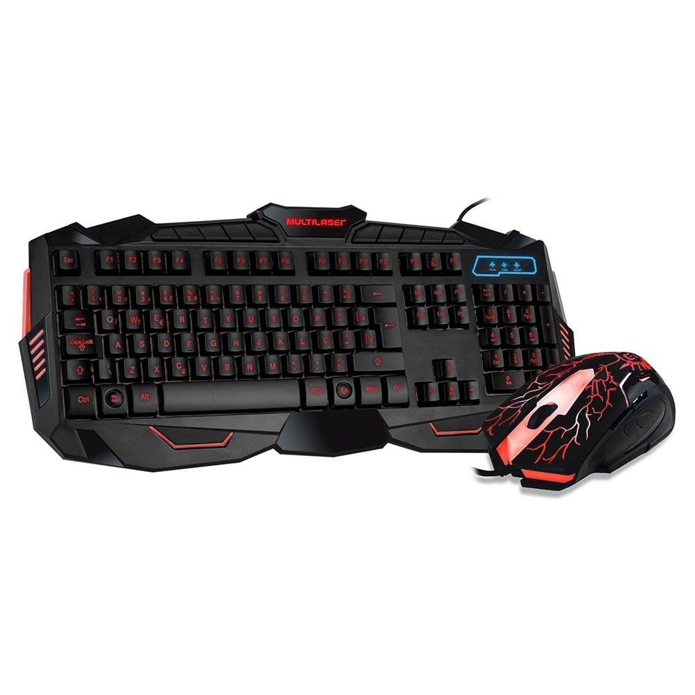 Kit Teclado e Mouse Gamer Multi Lightning ABNT2 Preto com LED - TC195