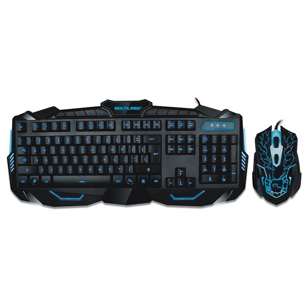 Kit Teclado e Mouse Gamer Multi Lightning ABNT2 Preto com LED - TC195