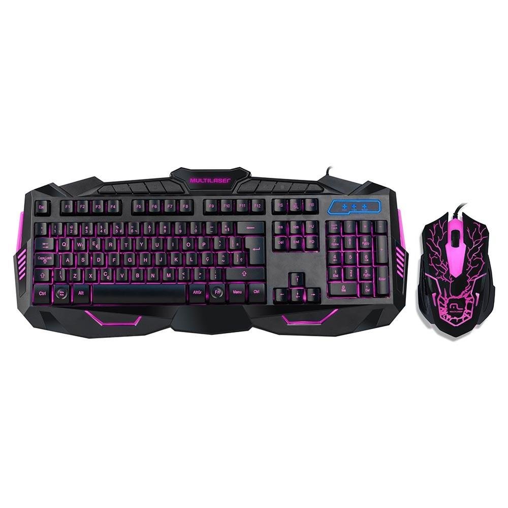 Kit Teclado e Mouse Gamer Multi Lightning ABNT2 Preto com LED - TC195