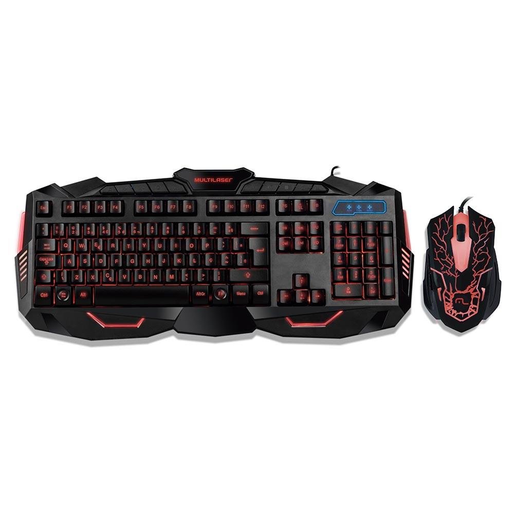 Kit Teclado e Mouse Gamer Multi Lightning ABNT2 Preto com LED - TC195