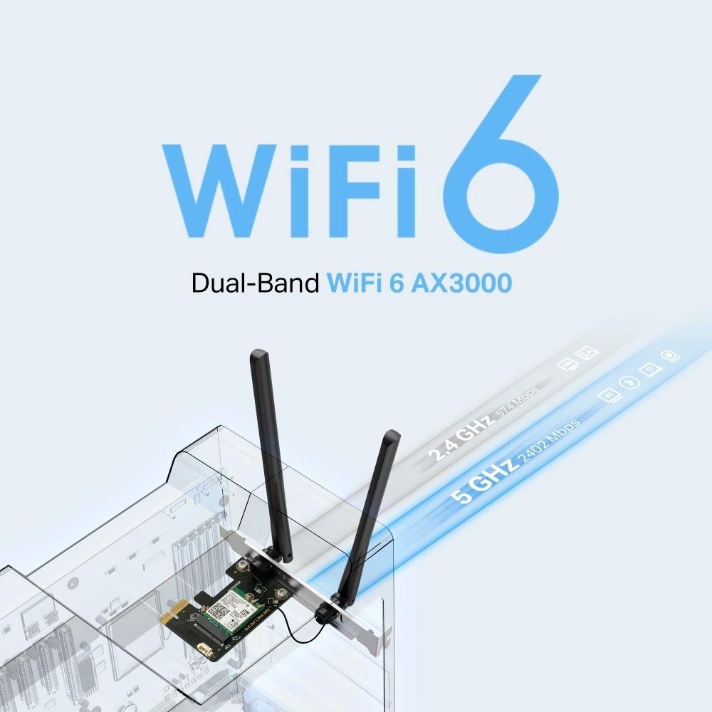Adaptador de Rede Mercusys MA80XE, Sem Fio, 2402 Mbps, 2 Antenas, Preto - MA80XE - view 2