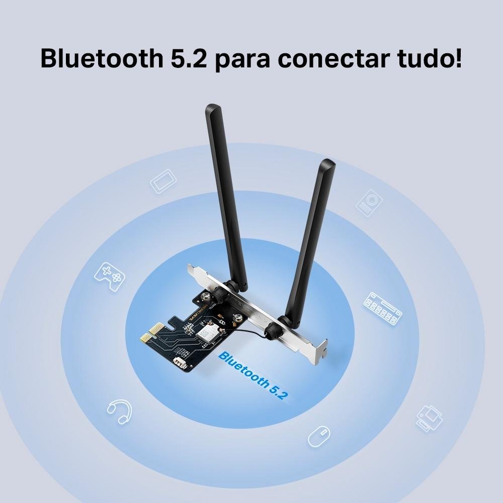 Adaptador Wifi 6 Mercusys PCIe AXE5400, Bluetooth 5.2, Preto - MA86XE(UN) - view 3