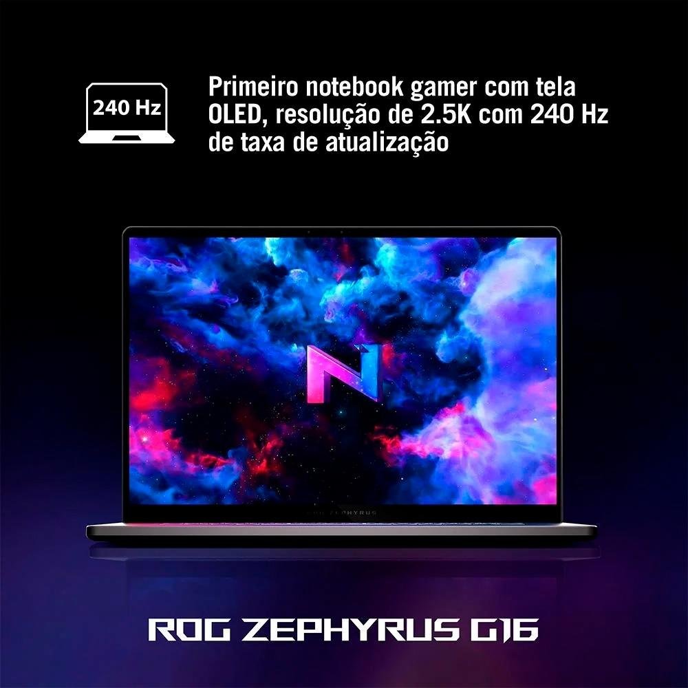 Notebook Gamer ASUS ROG Zephyrus G16, Intel Core Ultra 9 185H, 32GB, 2000GB SSD, RTX4080,16" 2.5K, 240Hz, W11 Home, Cinza - GU605MZ-QR084W Notebook Gamer ASUS ROG Zephyrus G16, Intel Core Ultra 9 185H, 32GB, 2000GB SSD, RTX4080,16" 2.5K, 240Hz, W11 Home, Cinza - GU605MZ-QR084W