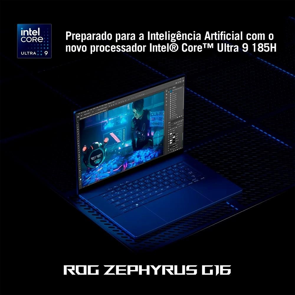 Notebook Gamer ASUS ROG Zephyrus G16, Intel Core Ultra 9 185H, 32GB, 2000GB SSD, RTX4080,16" 2.5K, 240Hz, W11 Home, Cinza - GU605MZ-QR084W Notebook Gamer ASUS ROG Zephyrus G16, Intel Core Ultra 9 185H, 32GB, 2000GB SSD, RTX4080,16" 2.5K, 240Hz, W11 Home, Cinza - GU605MZ-QR084W