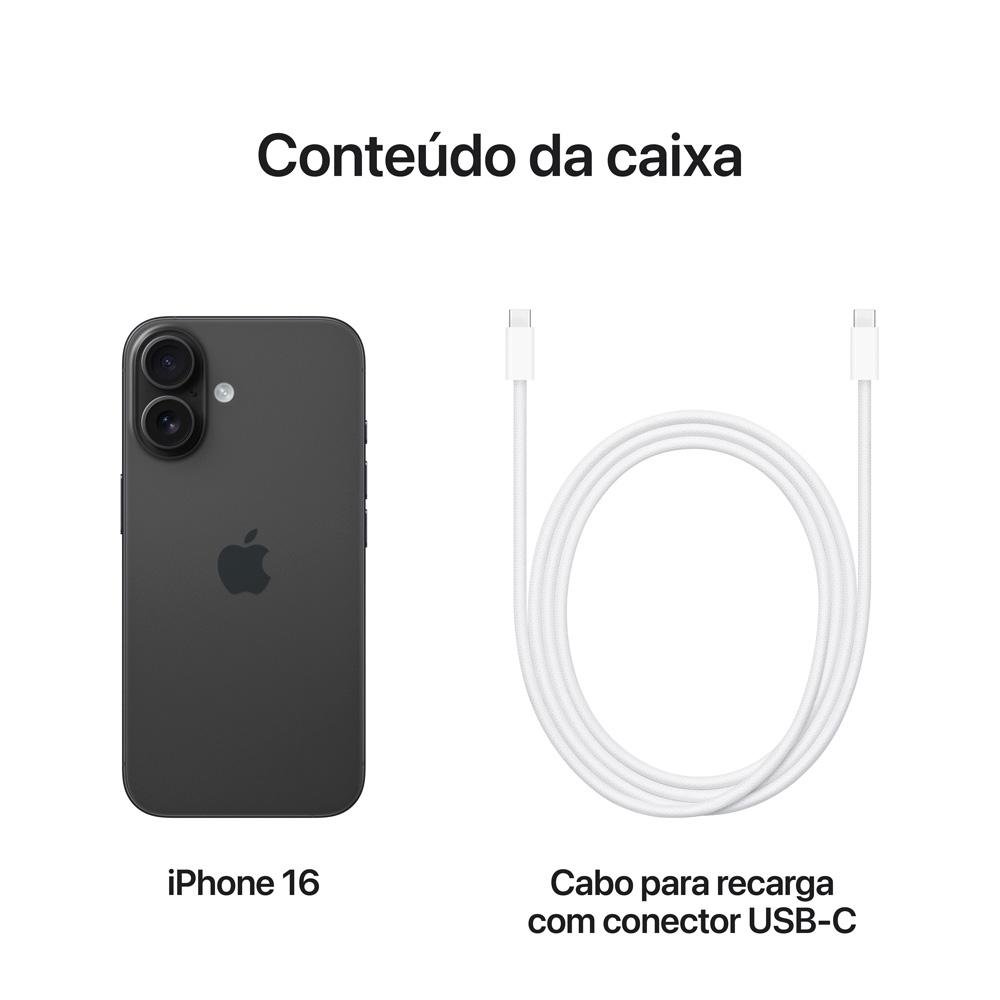 iPhone 16 Apple 128GB, Câmera Dupla de 48MP, Tela 6.1, Preto - view 9