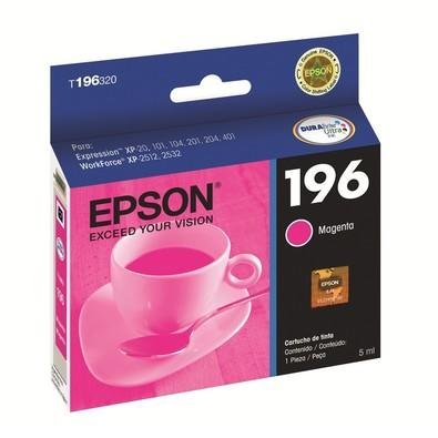Cartucho Magenta T196320BR. Com os cartuchos e tintas originais Epson garanta qualidade, rendimento e durabilidade em suas impressões e seu equipament