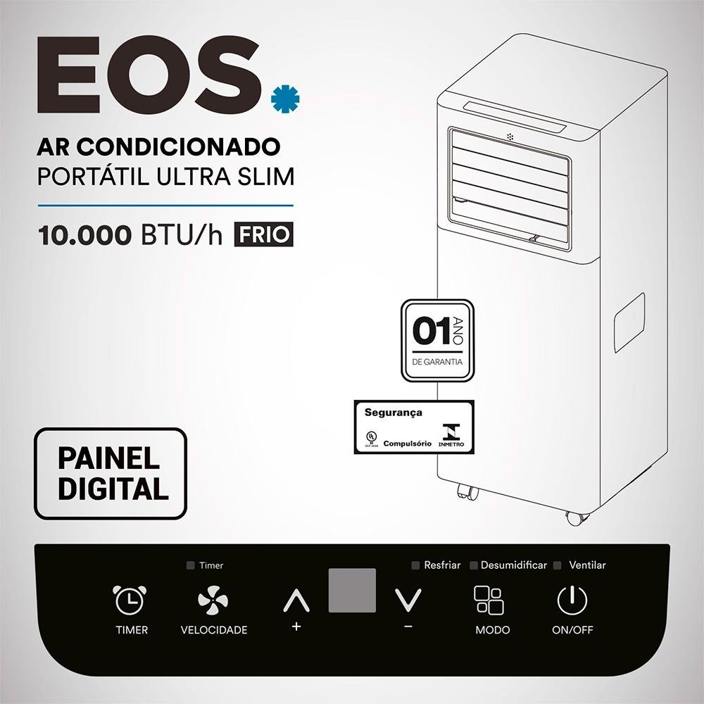Ar Condicionado Portátil EOS EAP10F, 10000BTU, Frio, Ultra Slim, 220V, Branco - 2437000.001C13Y