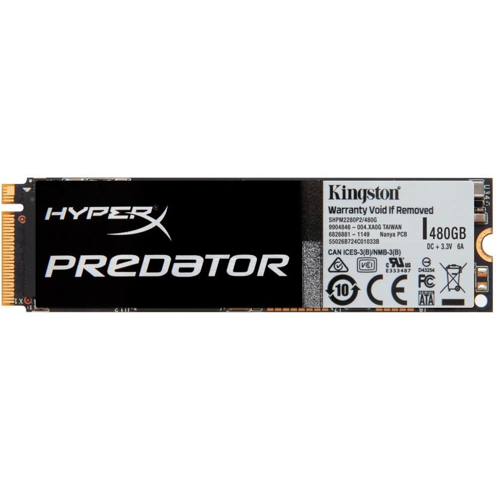 Imagem 2 de 3 do produto SSD Kingston HyperX Predator 480GB PCI-Express 2.0 x 4 c/ adaptador HHHL Leituras: 1400MB/s e Gravações: 1000MB/s - SHPM2280P2H/480G