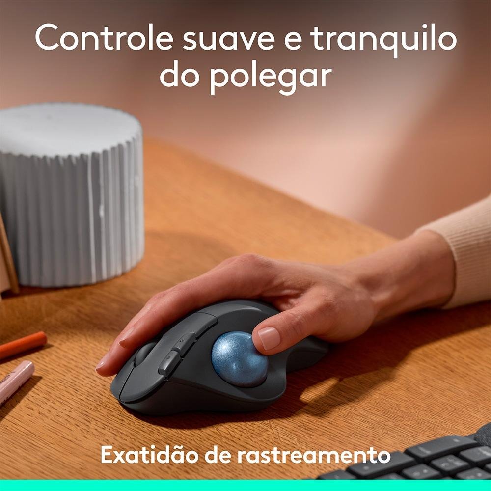 Mouse Sem Fio ( Balão.info) Trackball ERGO M575S, Bluetooth e USB Logi Bolt, Controle Fácil do Polegar, Preto - 910-( Balão.info - foto 2