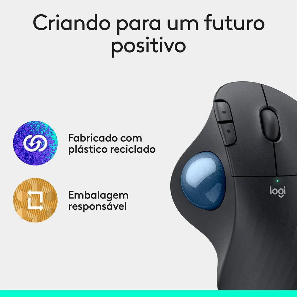 Mouse Sem Fio ( Balão.info) Trackball ERGO M575S, Bluetooth e USB Logi Bolt, Controle Fácil do Polegar, Preto - 910-( Balão.info - foto 9