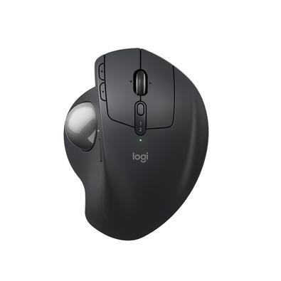 Mouse sem Fio Logitech Trackball MX Ergo S, Bluetooth e USB Logi Bolt, 6 Botões Programáveis com Ajuste de Ângulo, Preto - 910-007261
