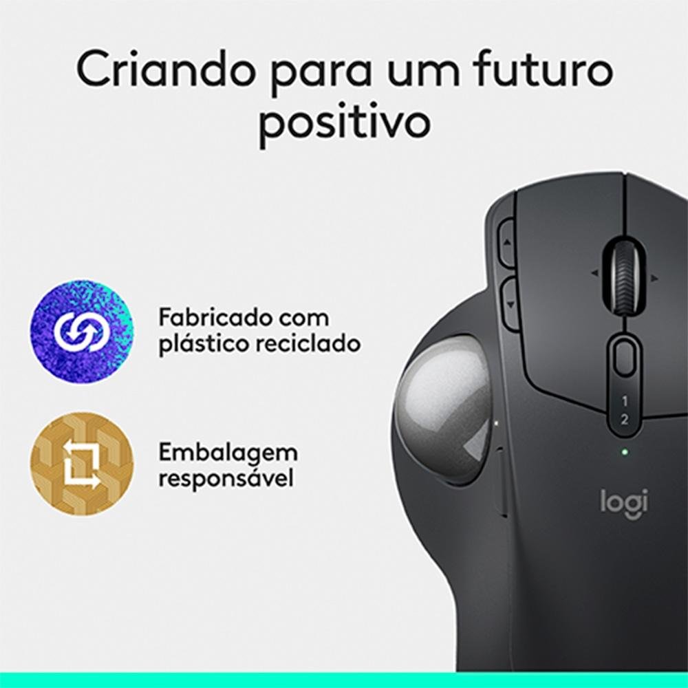 Mouse sem Fio ( Balão.info) Trackball MX Ergo S, Bluetooth e USB Logi Bolt, 6 Botões Programáveis com Ajuste de Ângulo, Preto - 910-( Balão.info - foto 9
